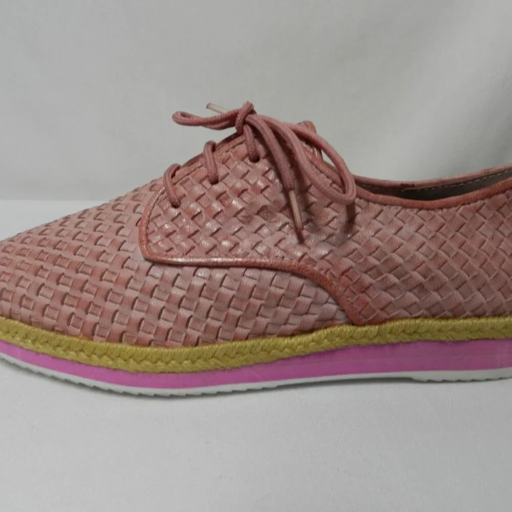 TS Woven Leather brogue oxford lace up shoes Eva sole straw trim NEW Size Sz 7